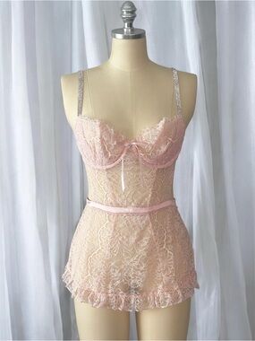 Victoria’s Secret Baby Pink Lace Babydoll Chemise Lingerie Dress